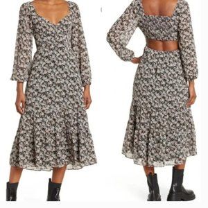 Lush Cutout Back Floral Printed Midi Dress - Size XS